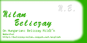 milan beliczay business card